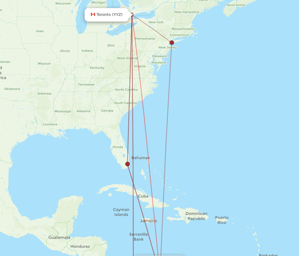 CTG-YYZ flight routes