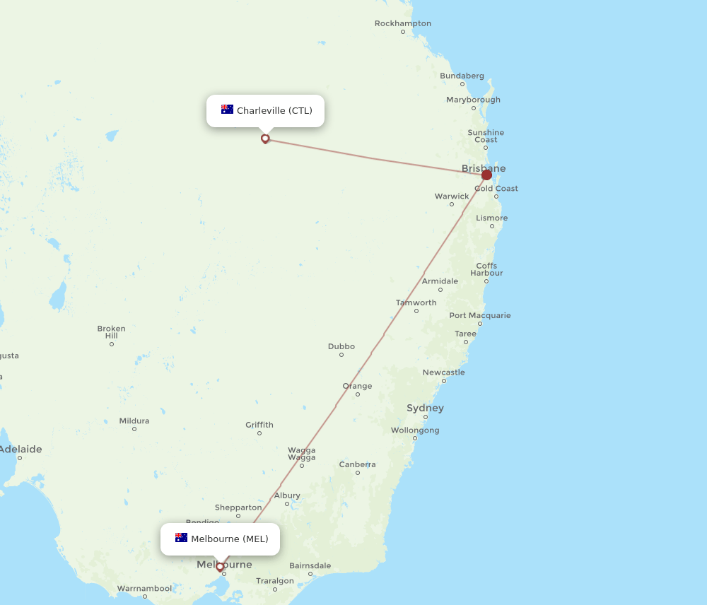CTL to MEL flights and routes map
