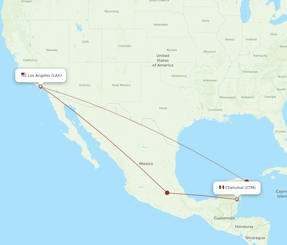 CTM-LAX flight routes
