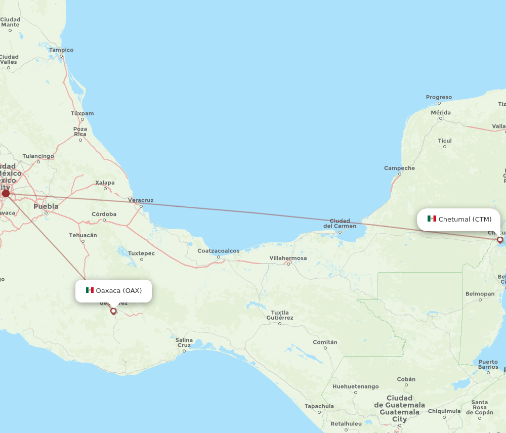 CTM-OAX flight routes