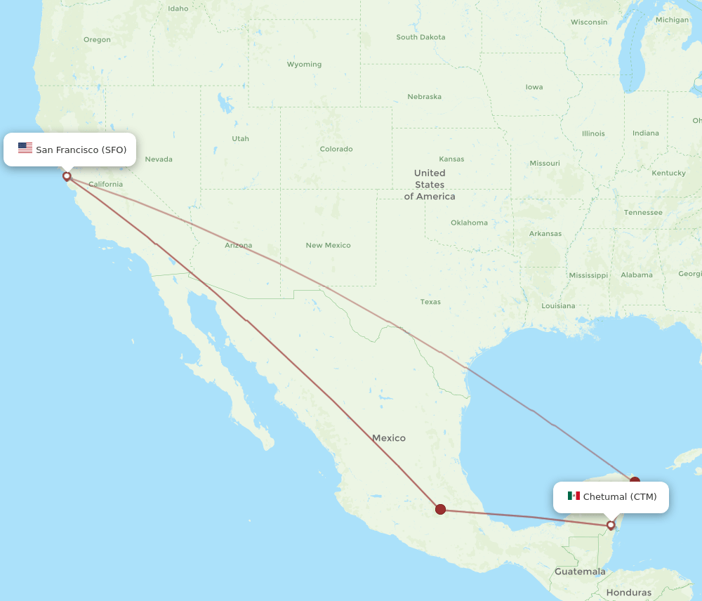 CTM-SFO flight routes