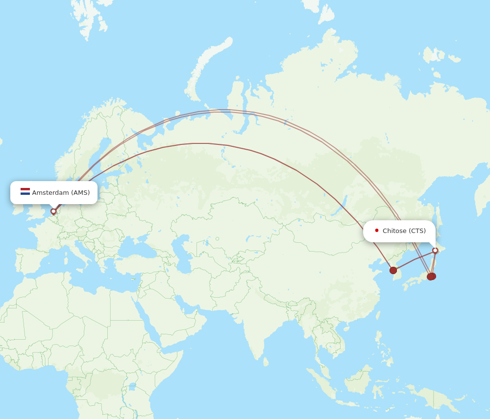 CTS to AMS flights and routes map