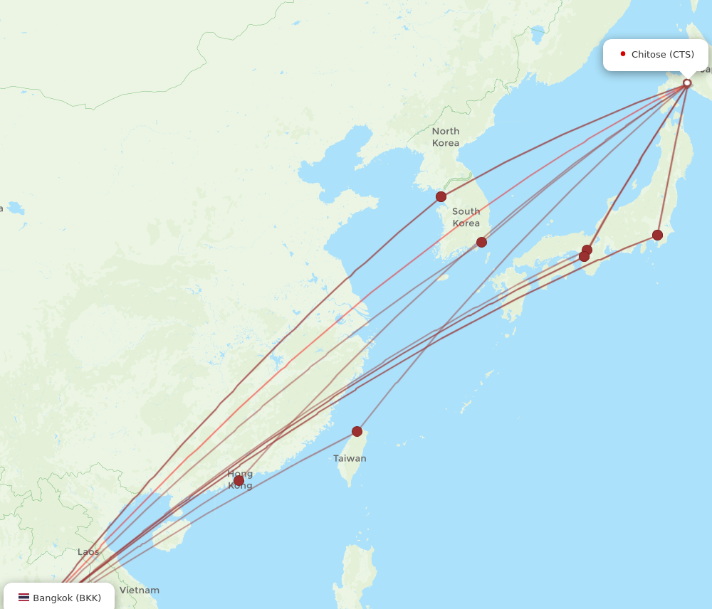 CTS to BKK flights and routes map