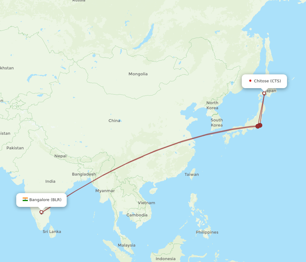 CTS-BLR flight routes