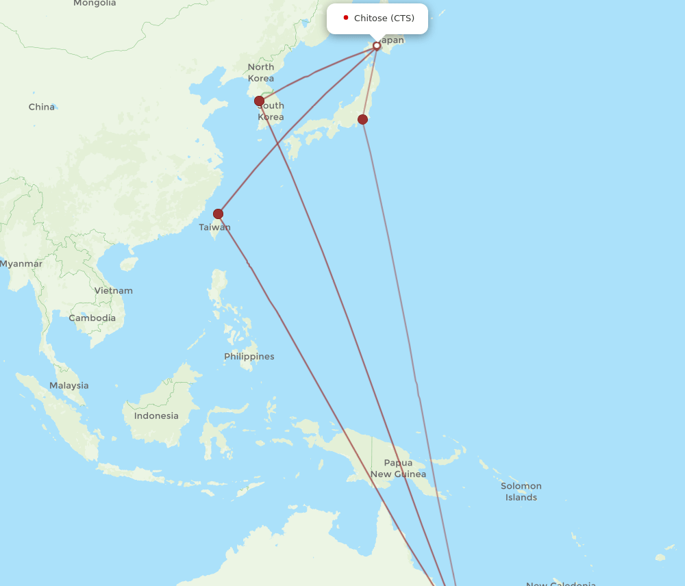 CTS-BNE flight routes