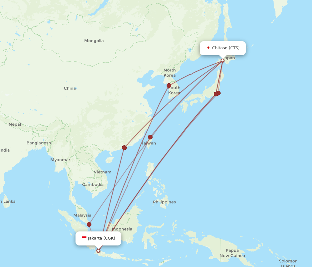 CTS-CGK flight routes