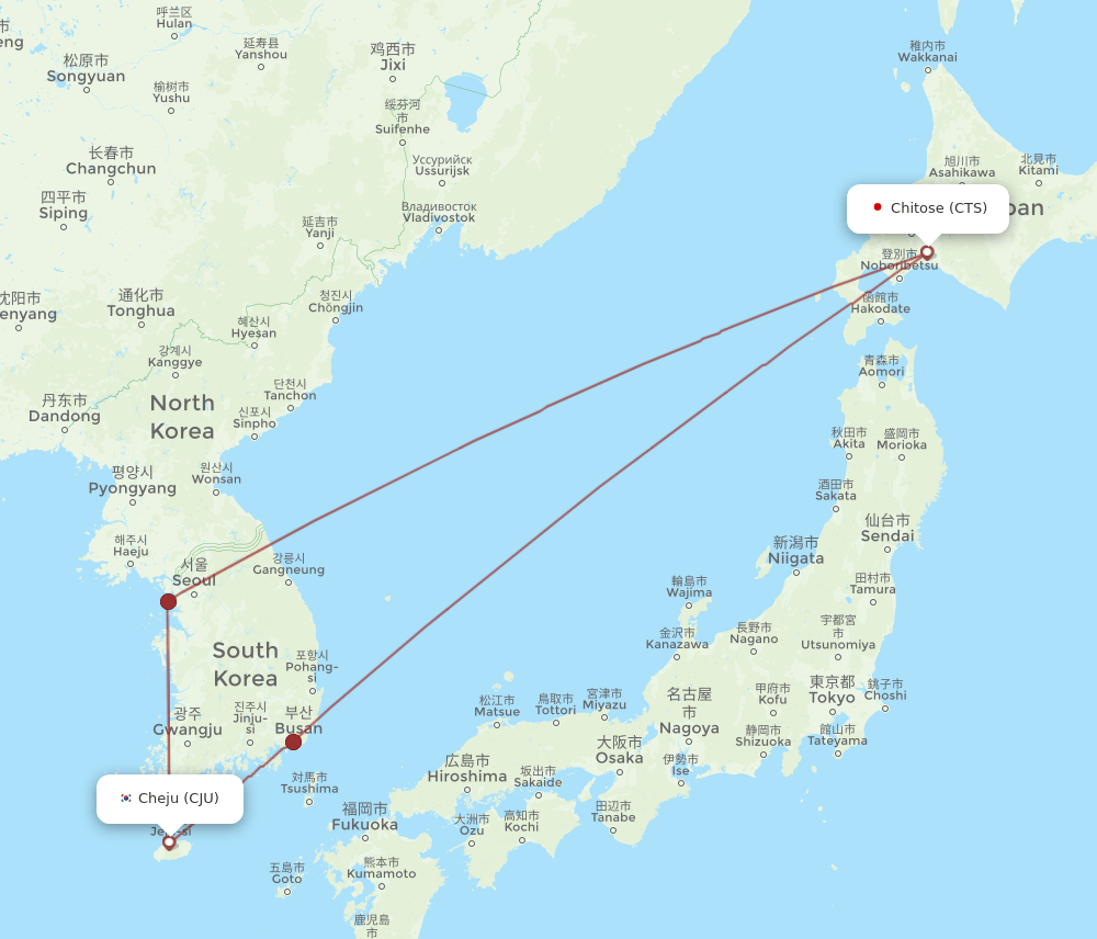 CTS-CJU flight routes