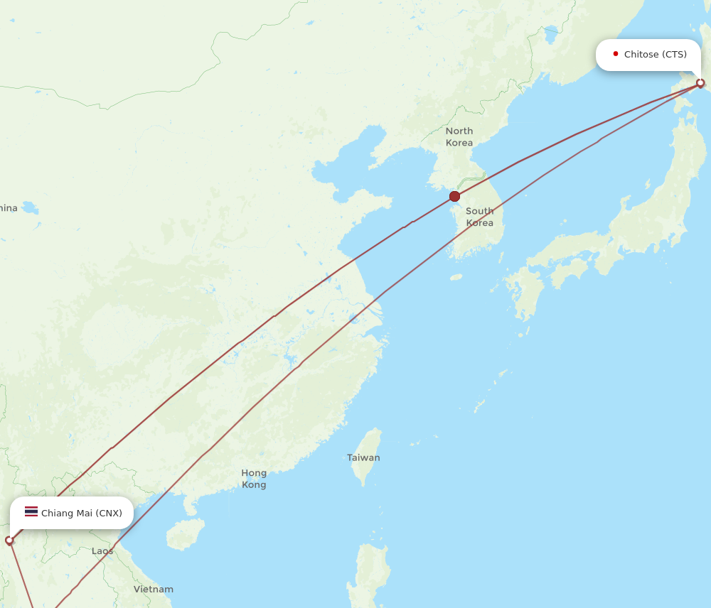 CTS to CNX flights and routes map