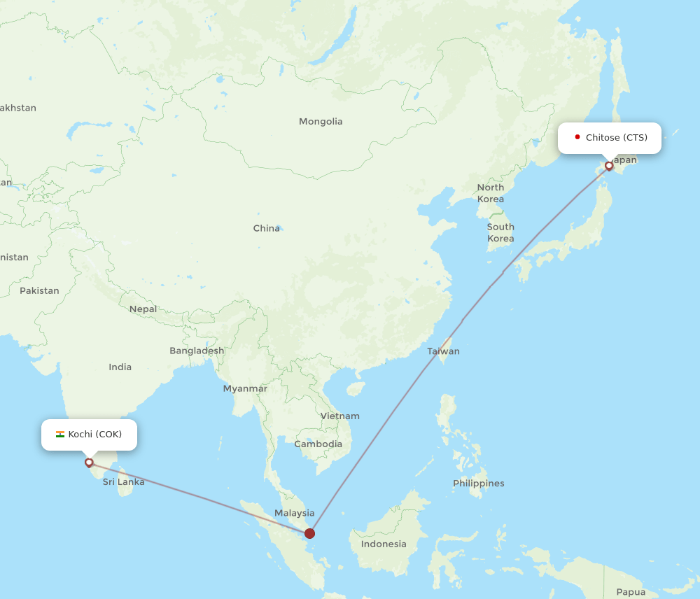 CTS-COK flight routes