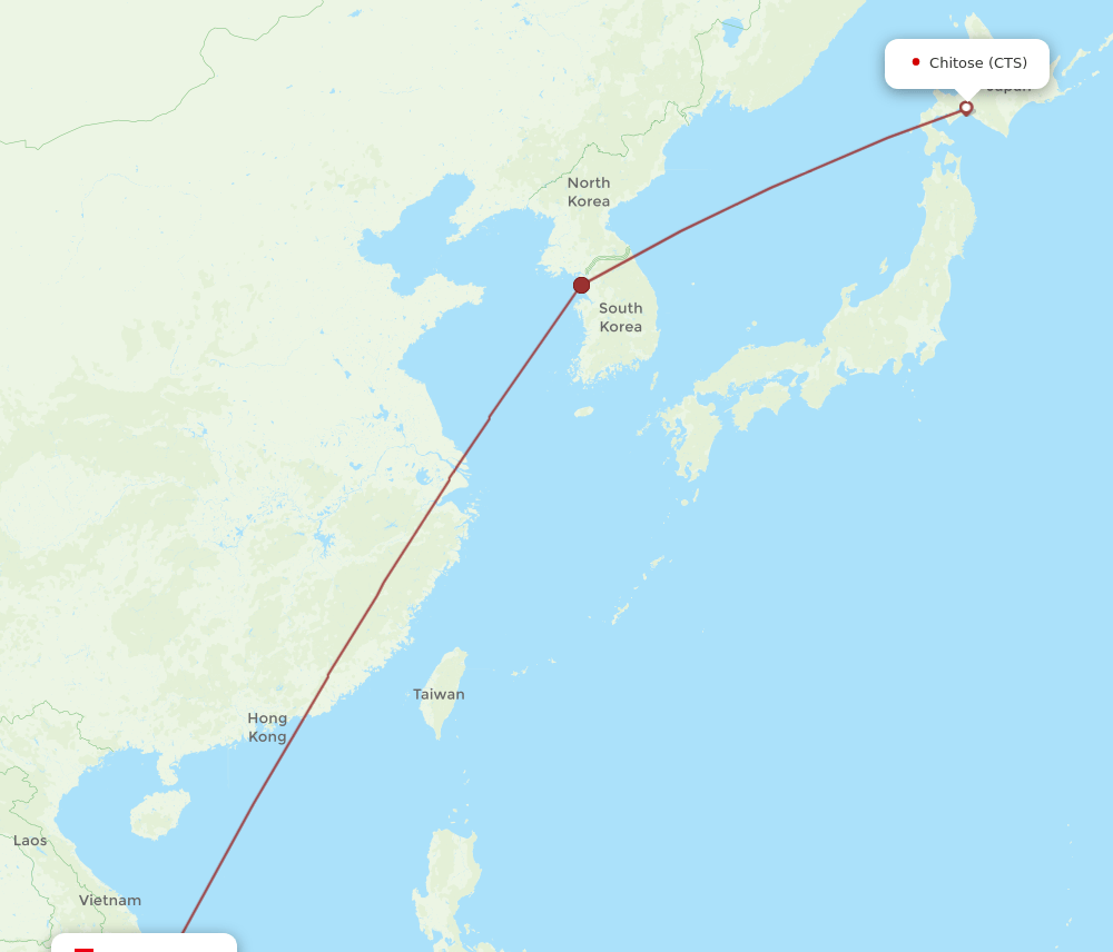 CTS to CXR flights and routes map