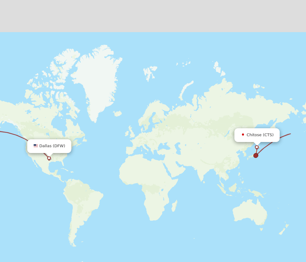 CTS to DFW flights and routes map