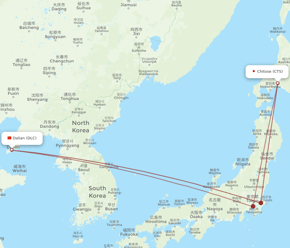 CTS-DLC flight routes