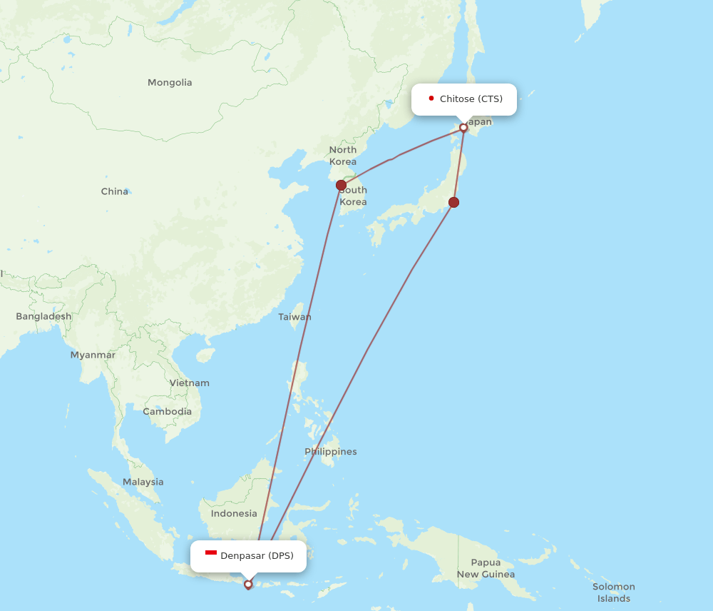 CTS to DPS flights and routes map