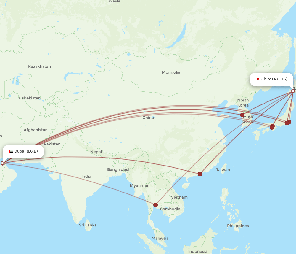 CTS-DXB flight routes