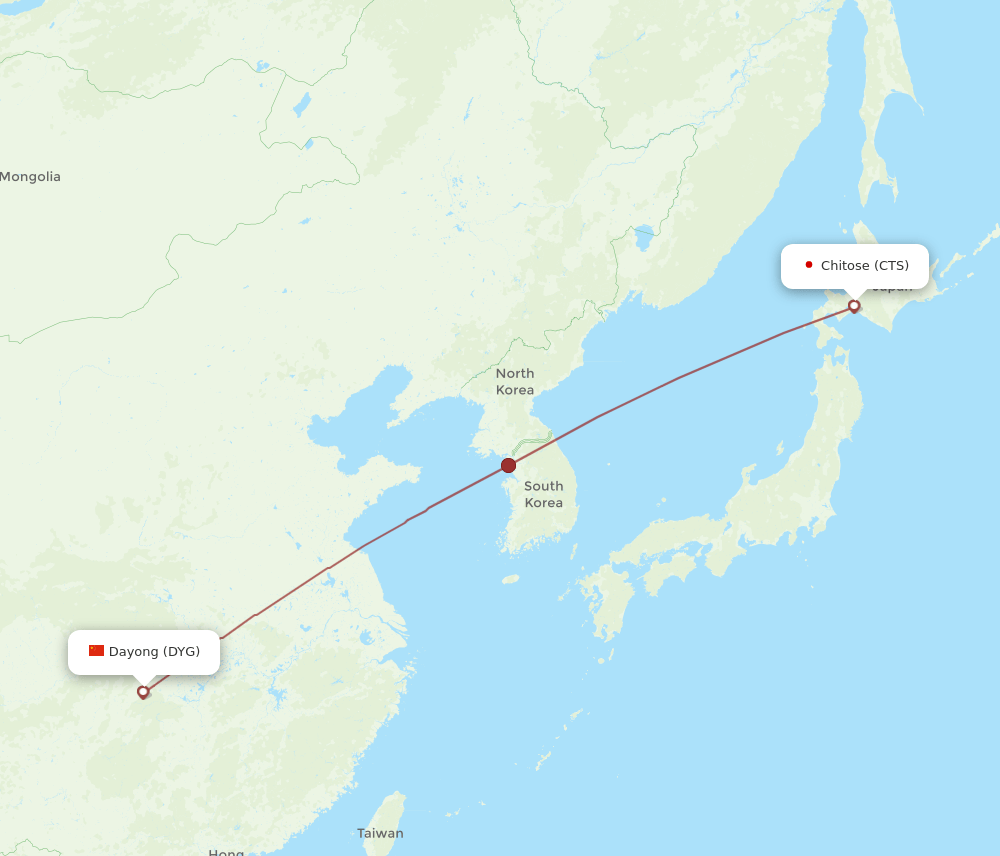 CTS-DYG flight routes