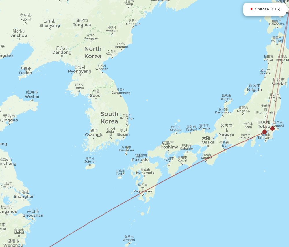 CTS to FOC flights and routes map