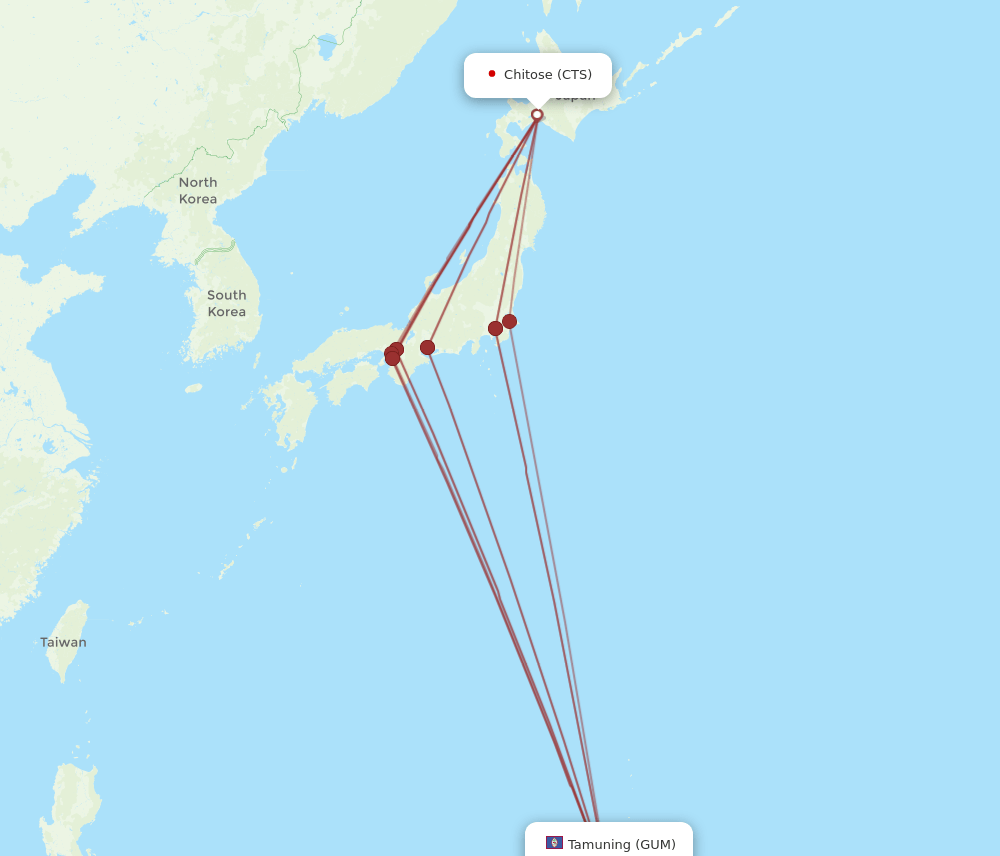 CTS-GUM flight routes