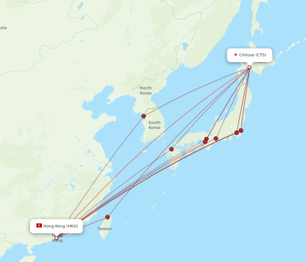 CTS-HKG flight routes