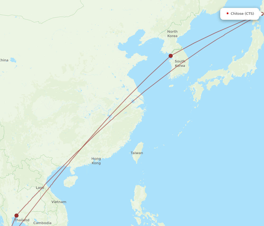 CTS to HKT flights and routes map