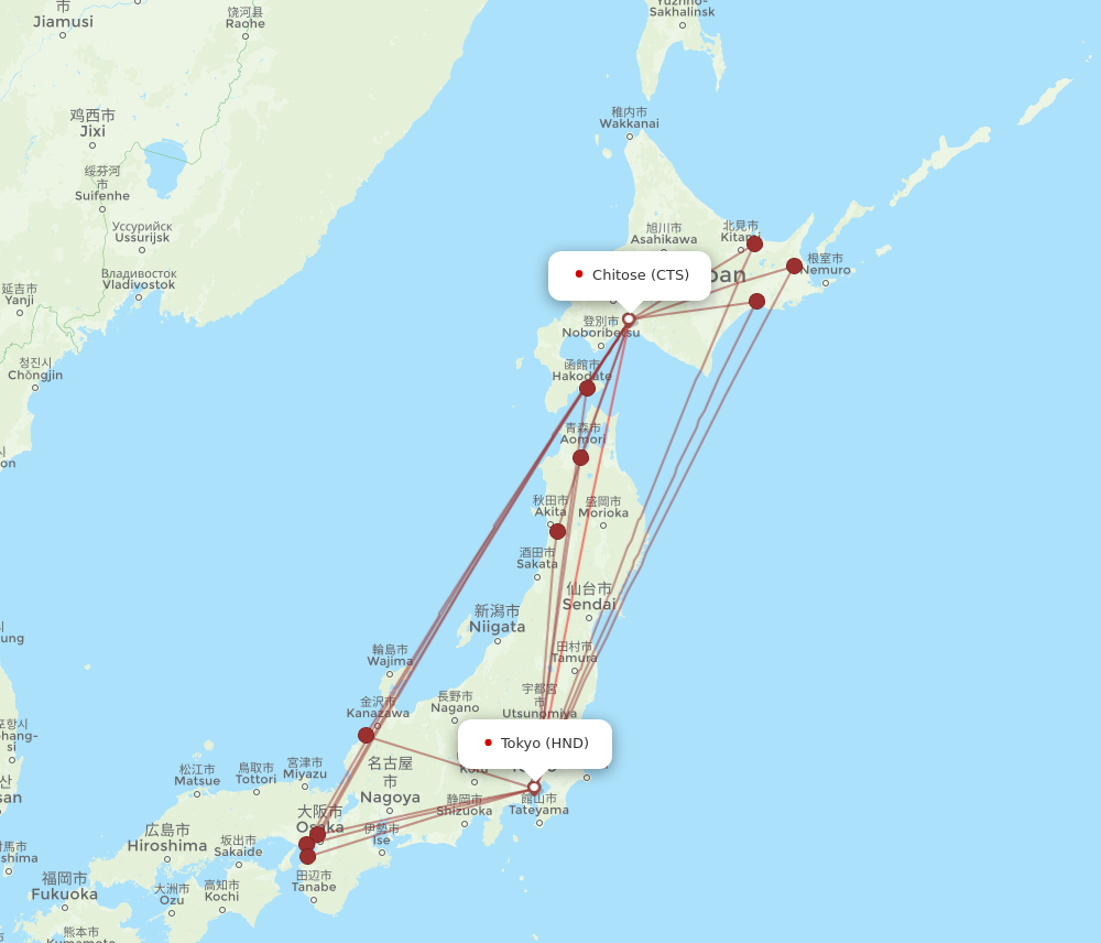 CTS to HND flights and routes map