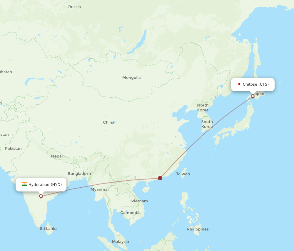 CTS-HYD flight routes