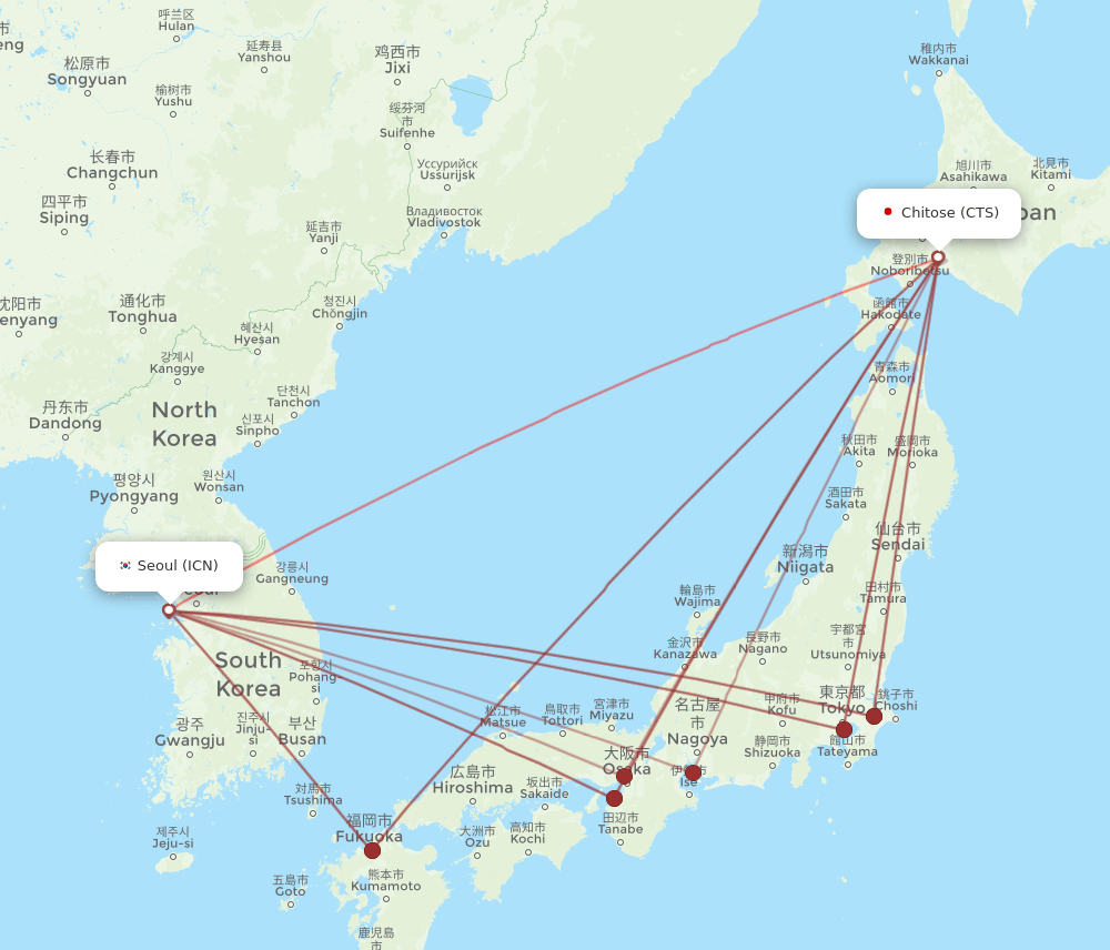 CTS-ICN flight routes
