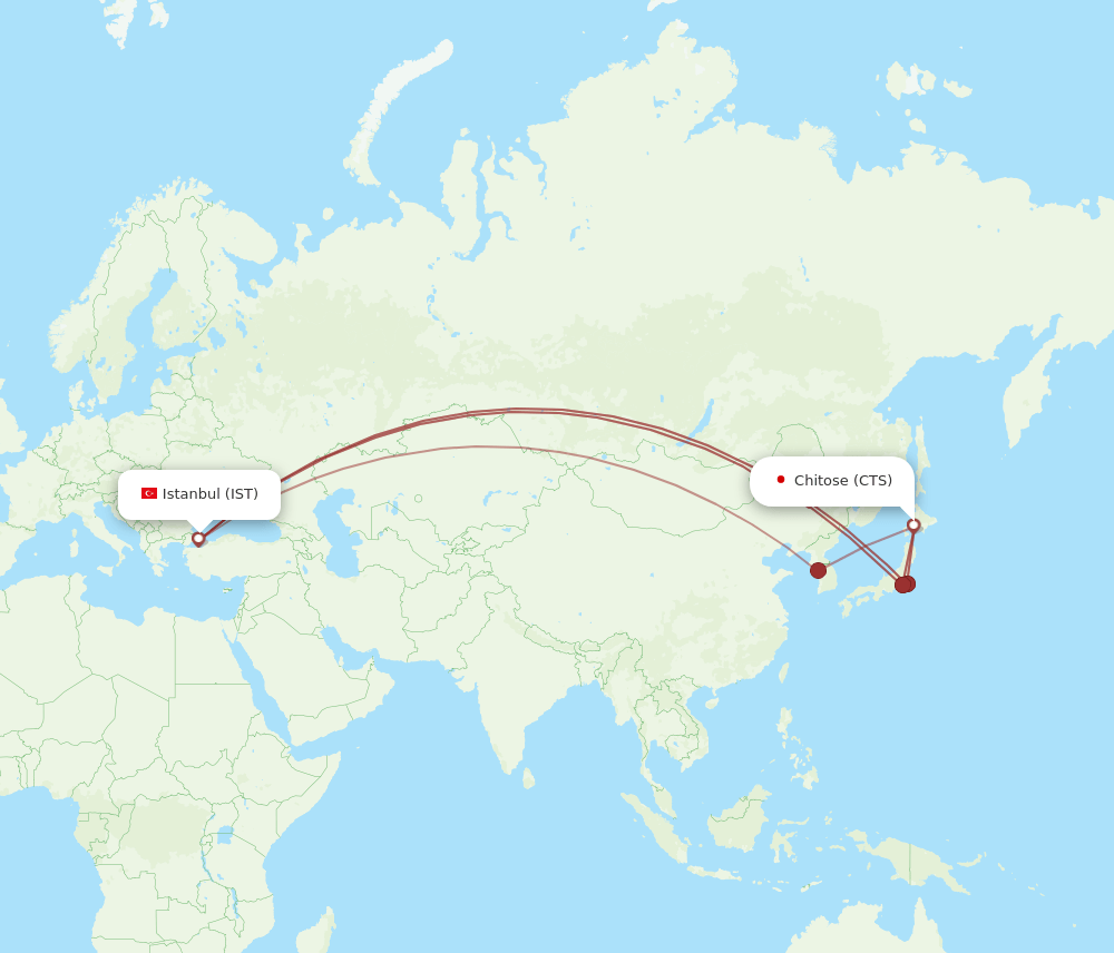 CTS to IST flights and routes map