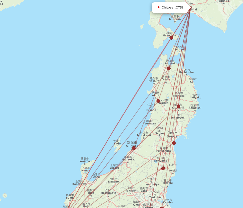CTS to ITM flights and routes map