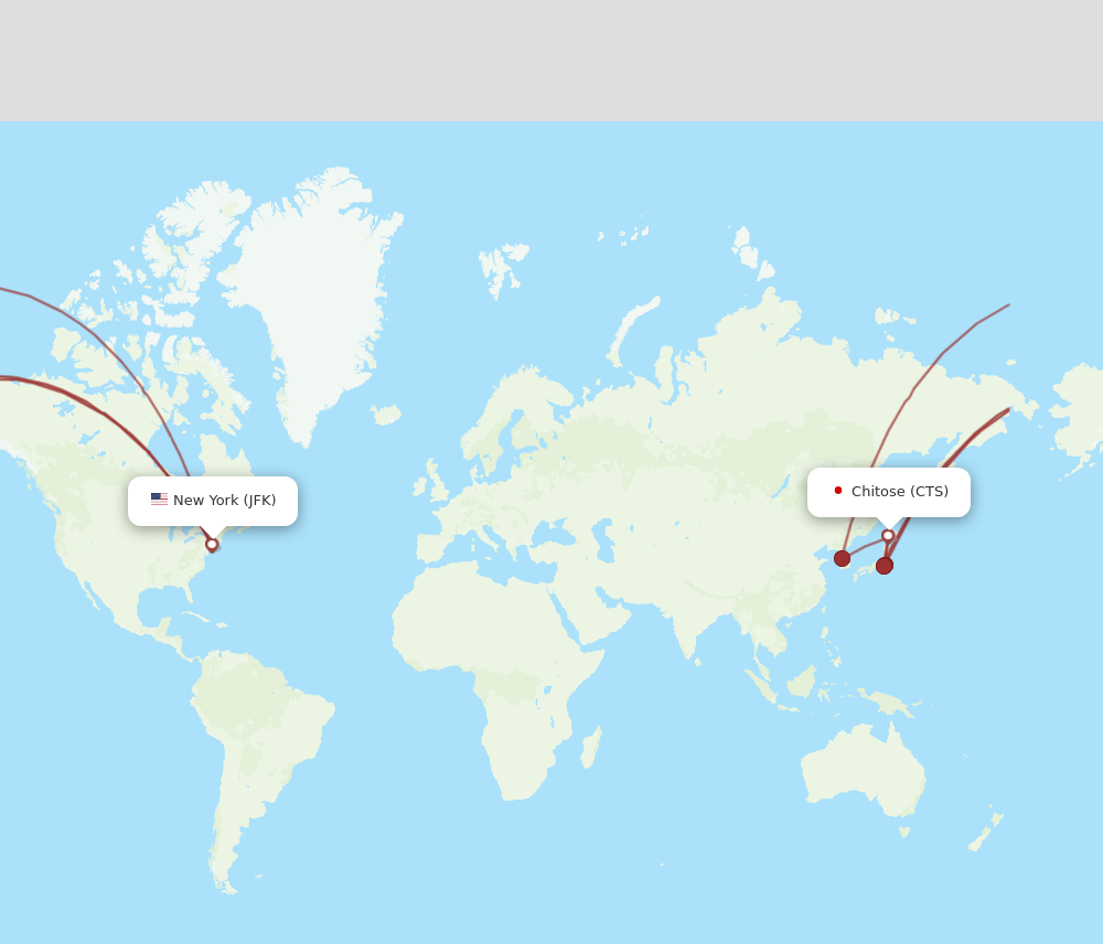 CTS to JFK flights and routes map