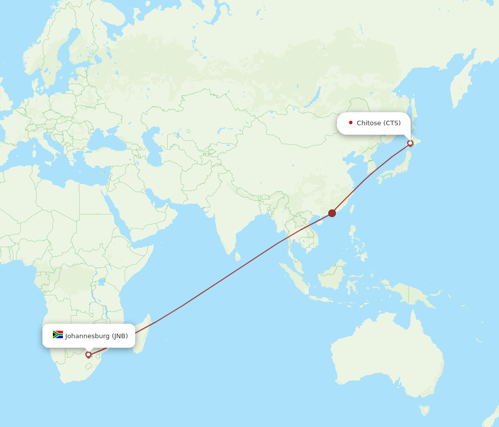 CTS-JNB flight routes
