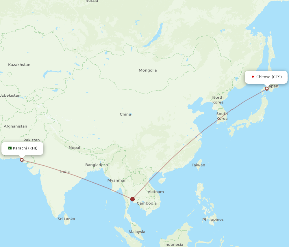 CTS-KHI flight routes
