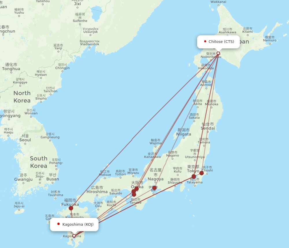 CTS-KOJ flight routes