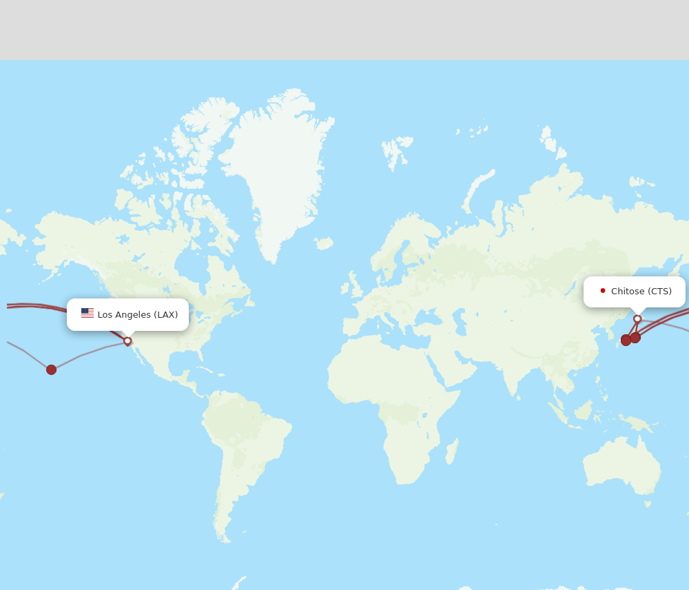 CTS to LAX flights and routes map