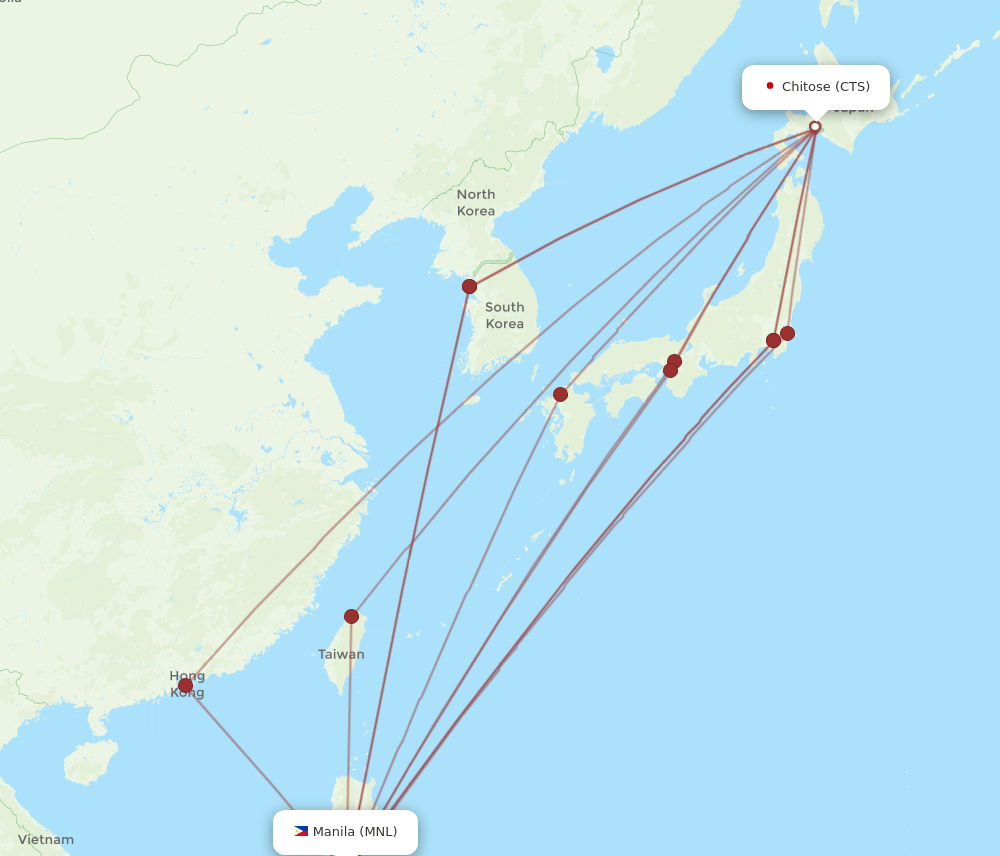 CTS to MNL flights and routes map