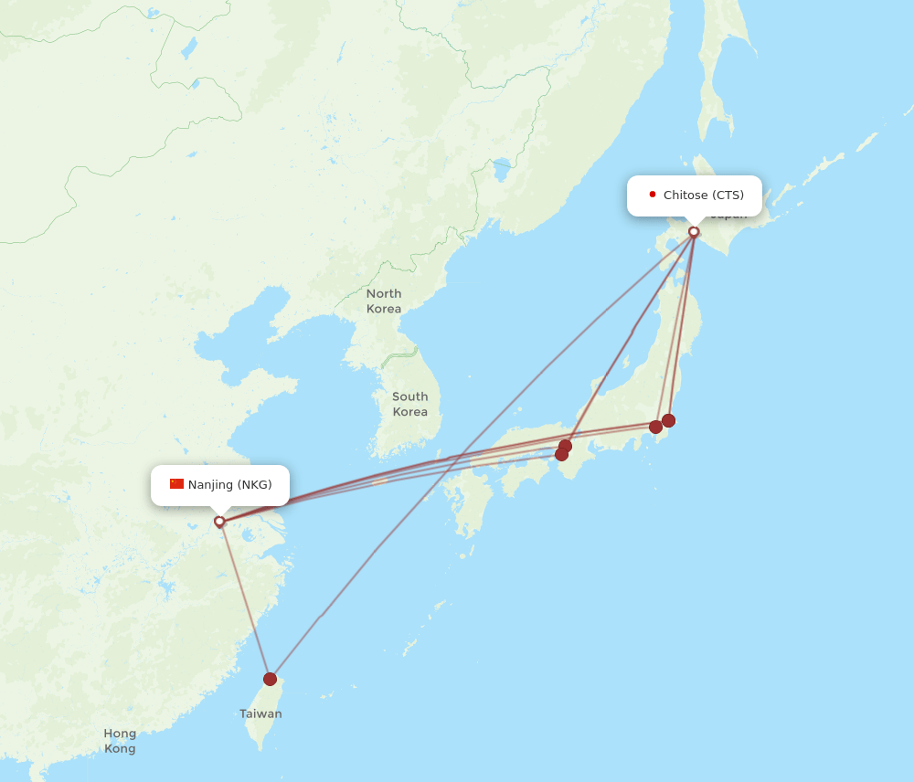 CTS-NKG flight routes