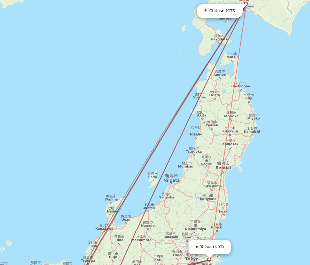 CTS to NRT flights and routes map