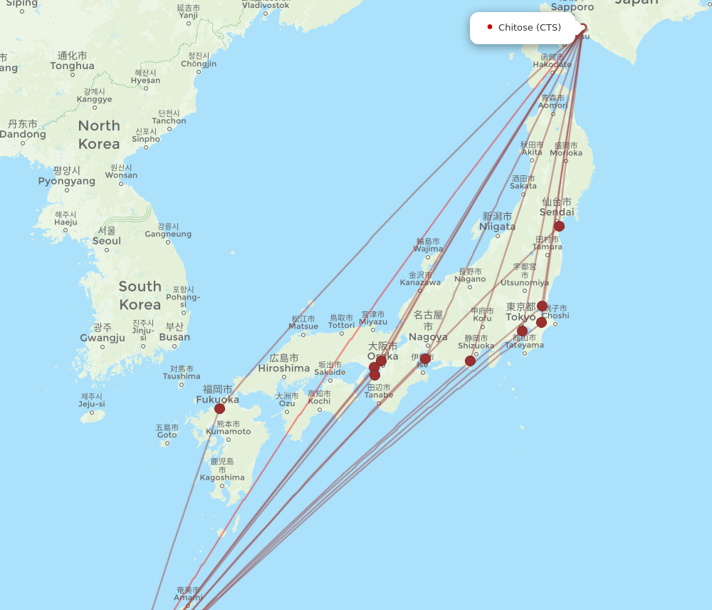 CTS to OKA flights and routes map