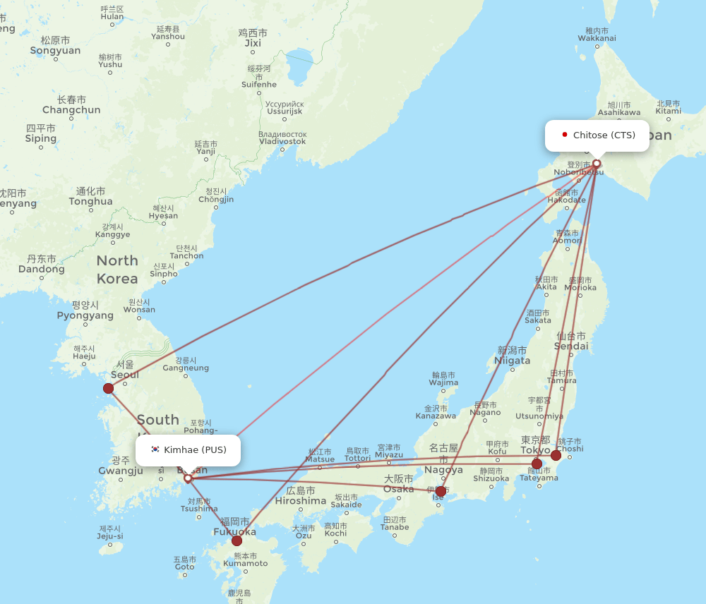 CTS-PUS flight routes