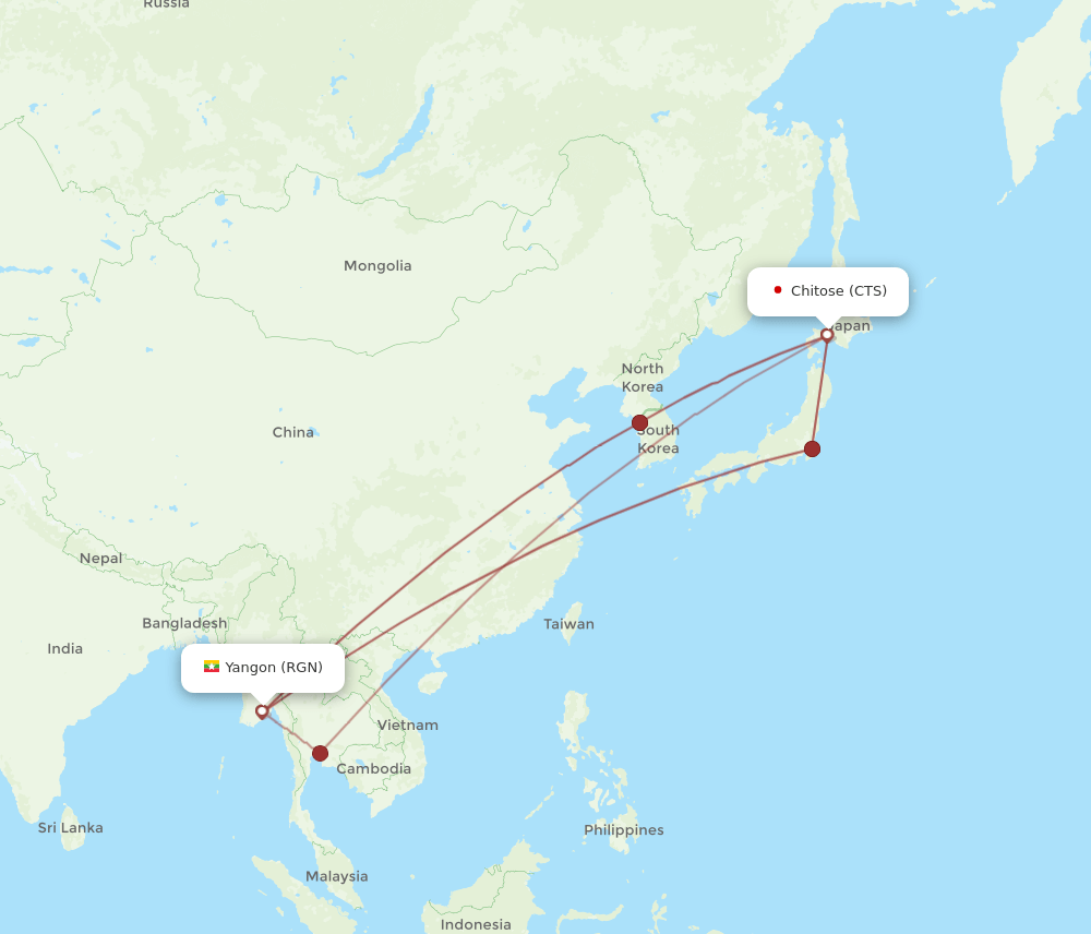 CTS-RGN flight routes