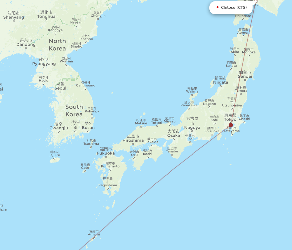 CTS to SHI flights and routes map