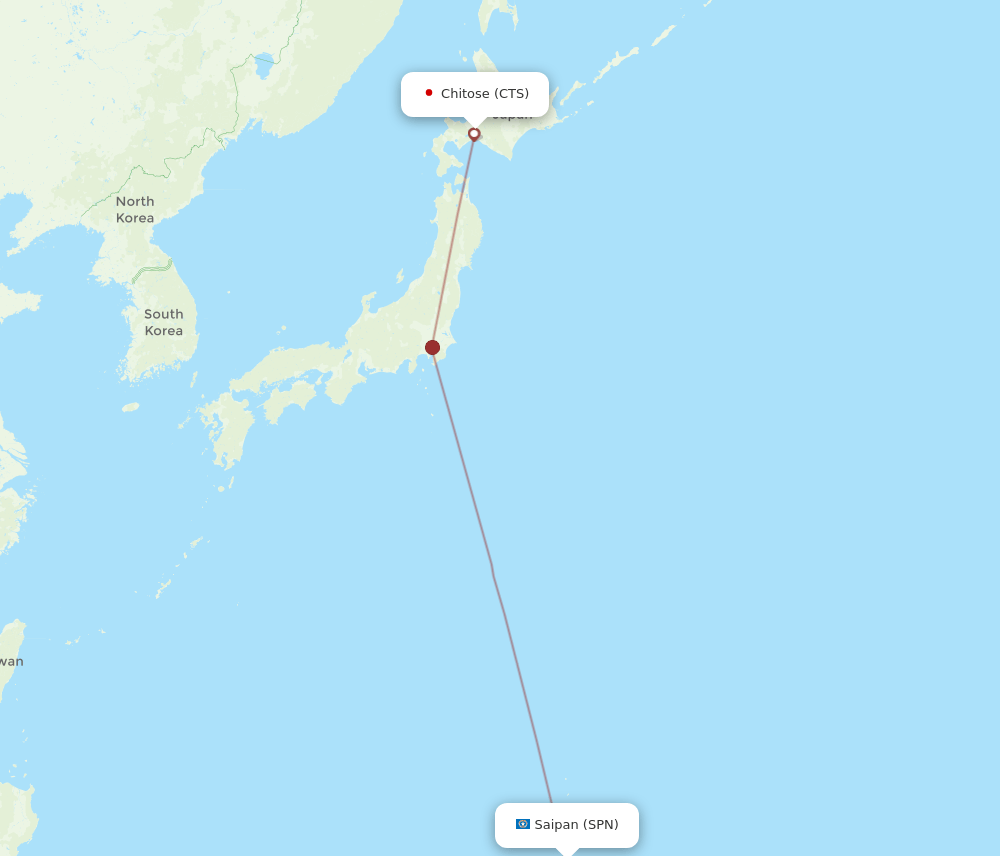 CTS to SPN flights and routes map