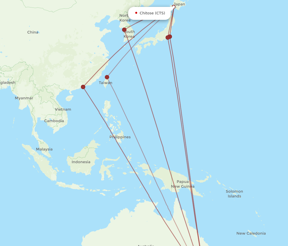 CTS to SYD flights and routes map