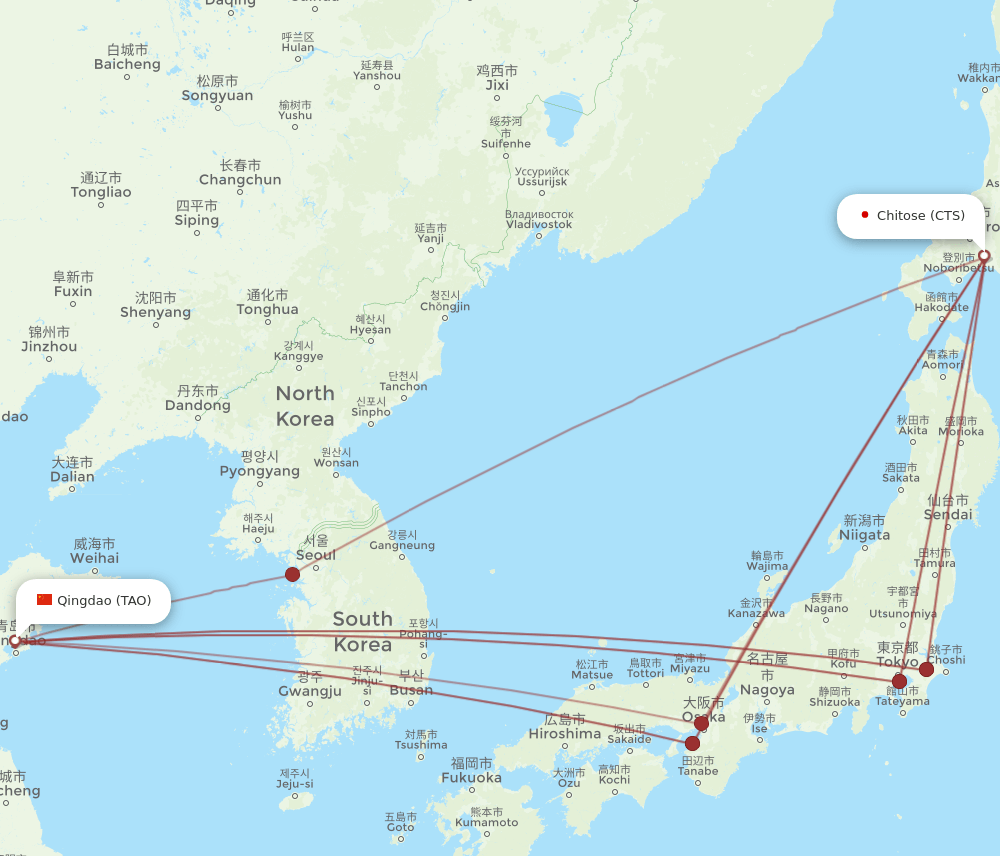 CTS-TAO flight routes