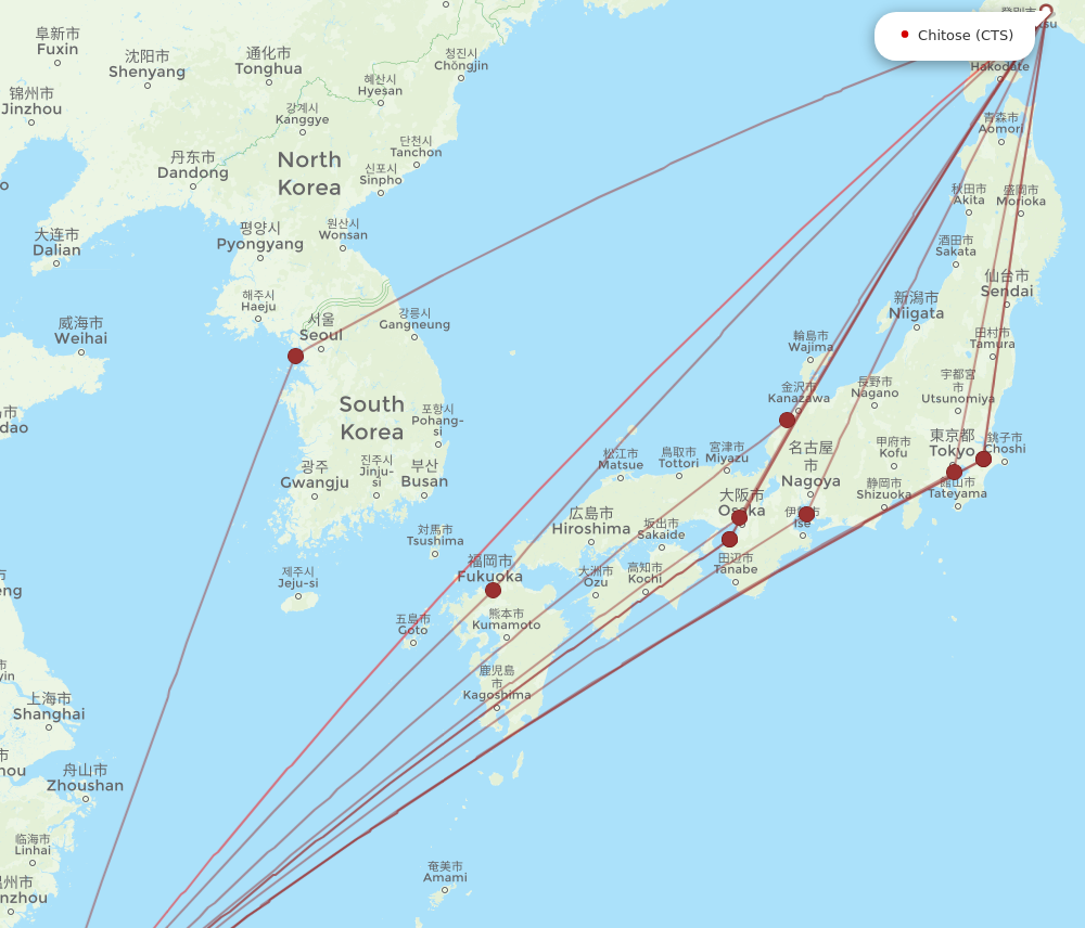 CTS to TPE flights and routes map