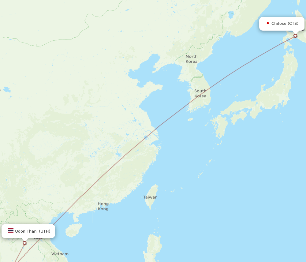 CTS to UTH flights and routes map