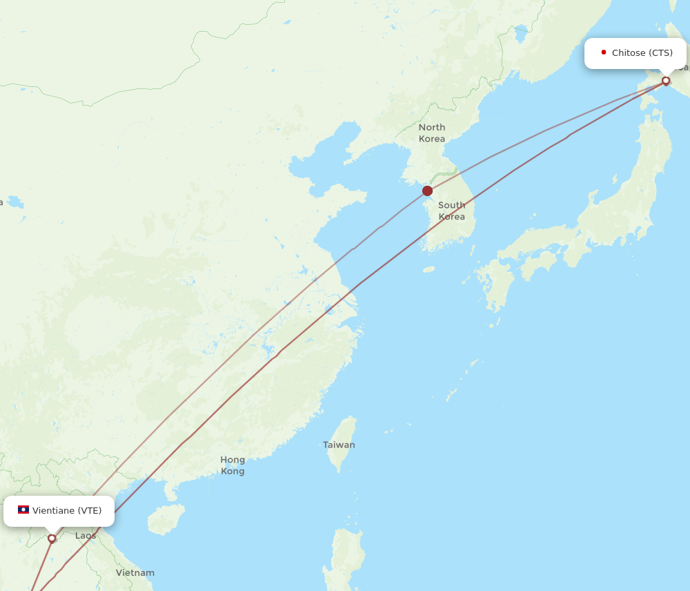 CTS to VTE flights and routes map