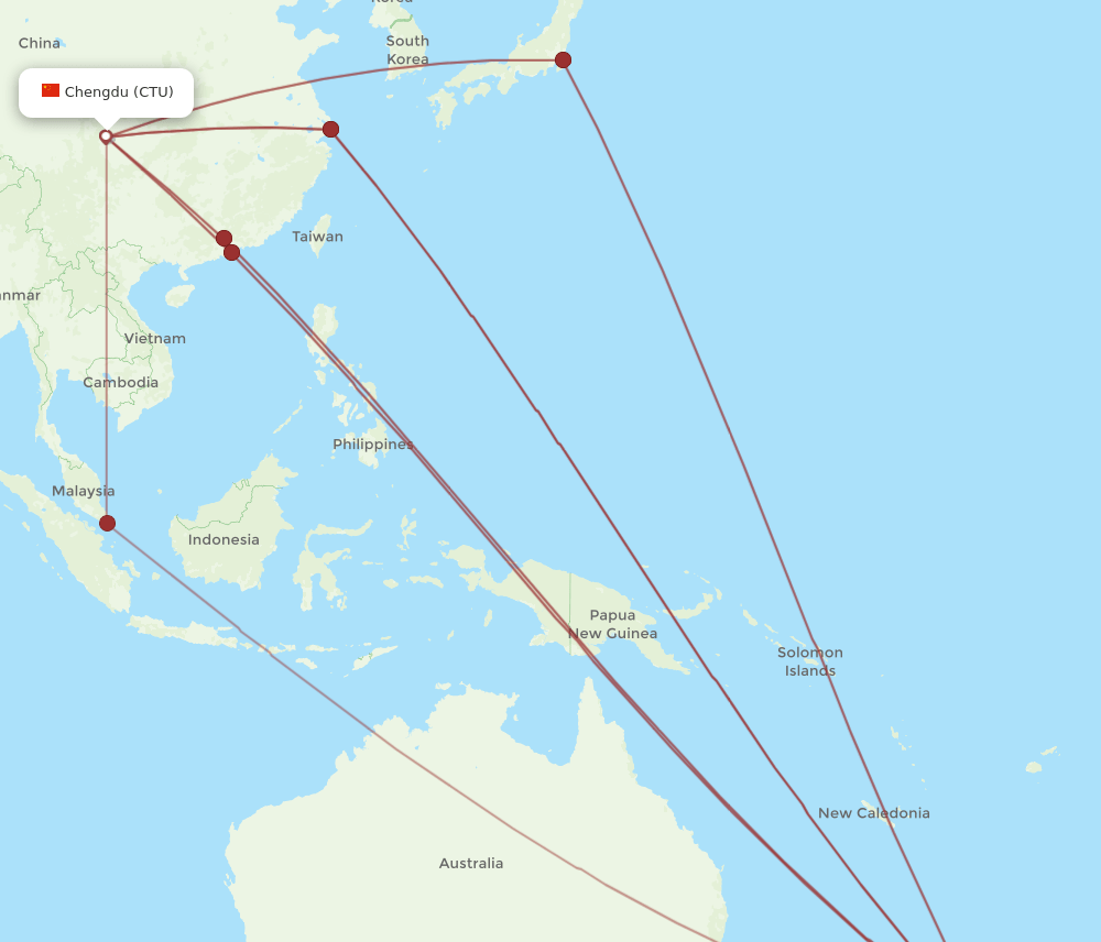 CTU-AKL flight routes