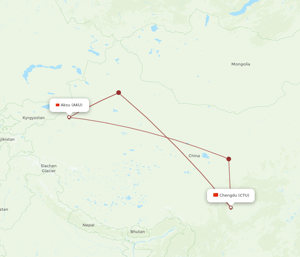 CTU-AKU flight routes