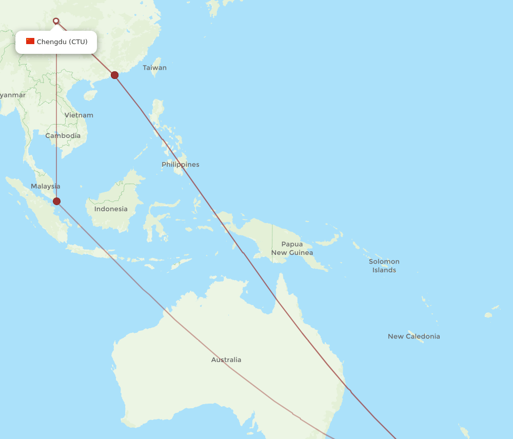 CTU-CHC flight routes