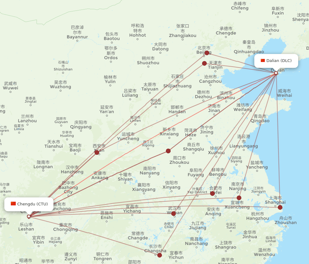 CTU-DLC flight routes